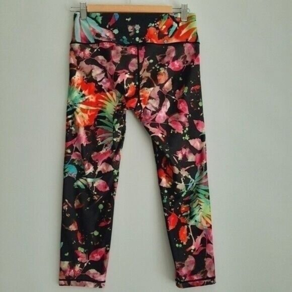 NANETTE LEPORE Splash Palm Smoothie Capri Gym / Workout Leggings Sz M Flawed - Picture 7 of 11